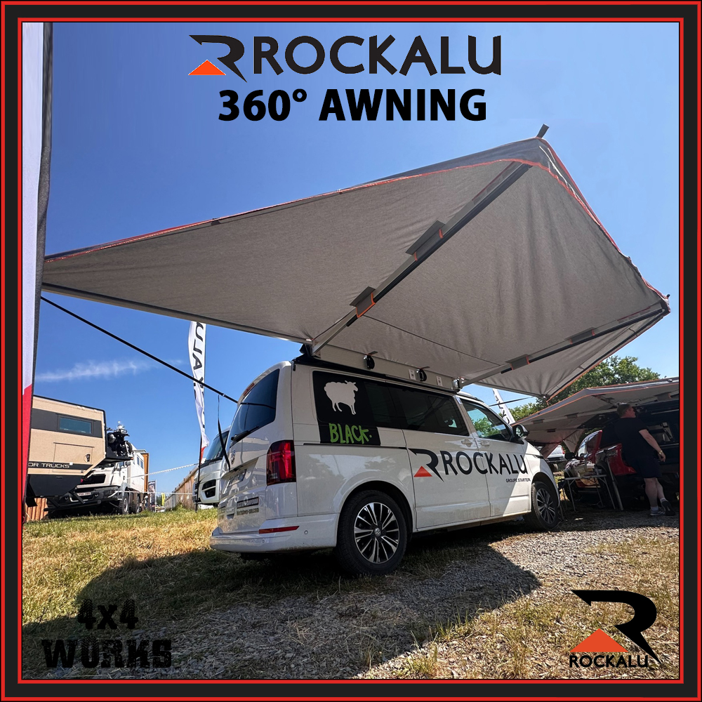 Rockalu 360 Degree 4x4 Awning with Optional Side Walls for Front Runner Roof Racks 4x4 Works